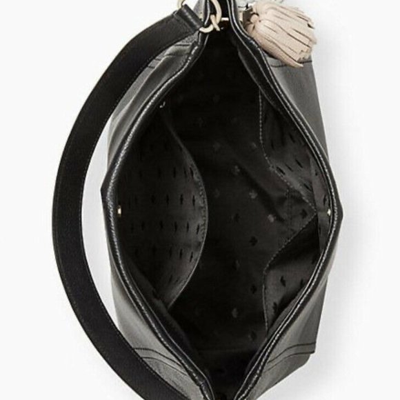 Kate Spade Palmer Driver Danika Hobo Tote Shoulder Bag Black Leather Tassel - Picture 3 of 4